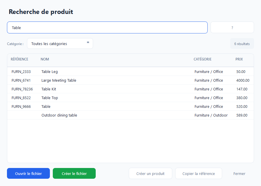 Recherche d'articles Odoo depuis le connecteur SolidWorks