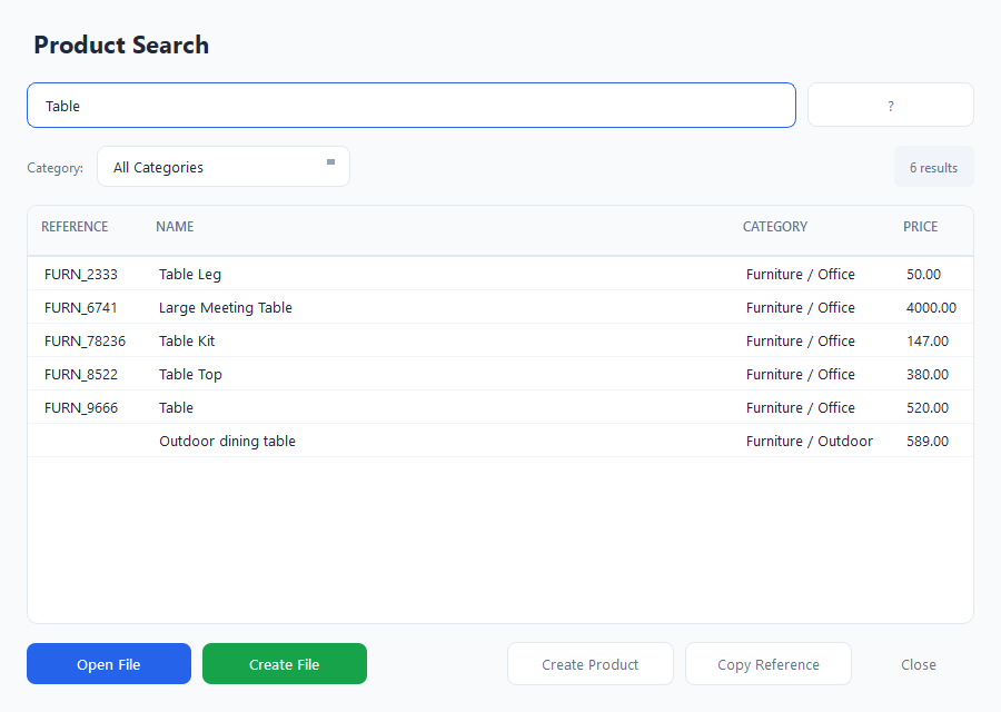 Searching Odoo products from the SolidWorks connector