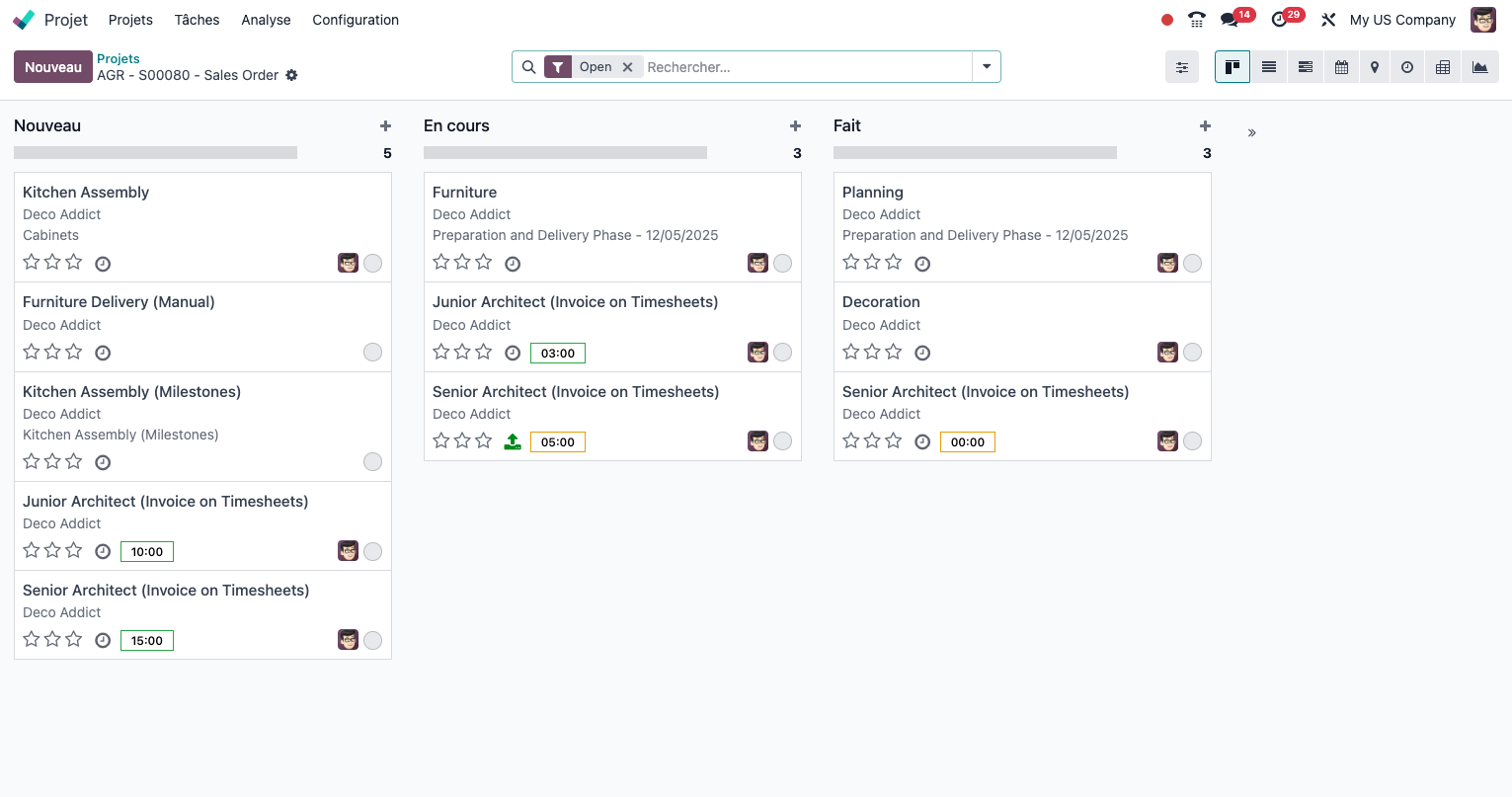 Interface de gestion des tâches