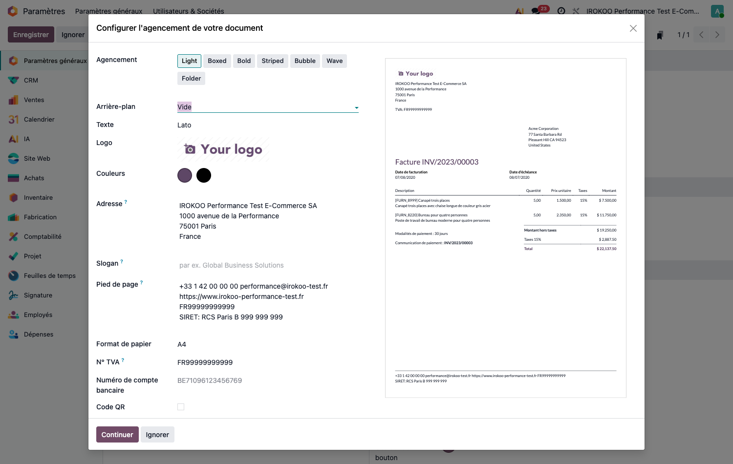 Configurateur de mise en page des documents