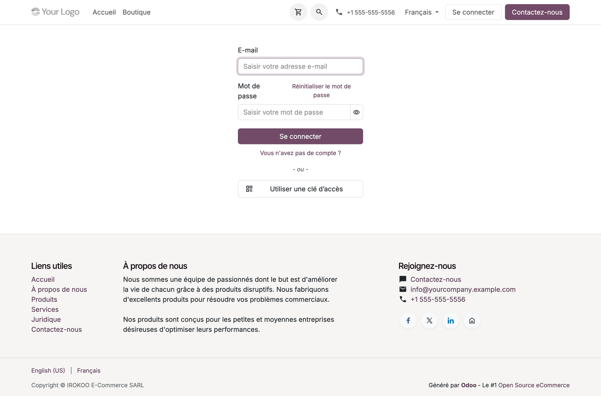 Écran de connexion