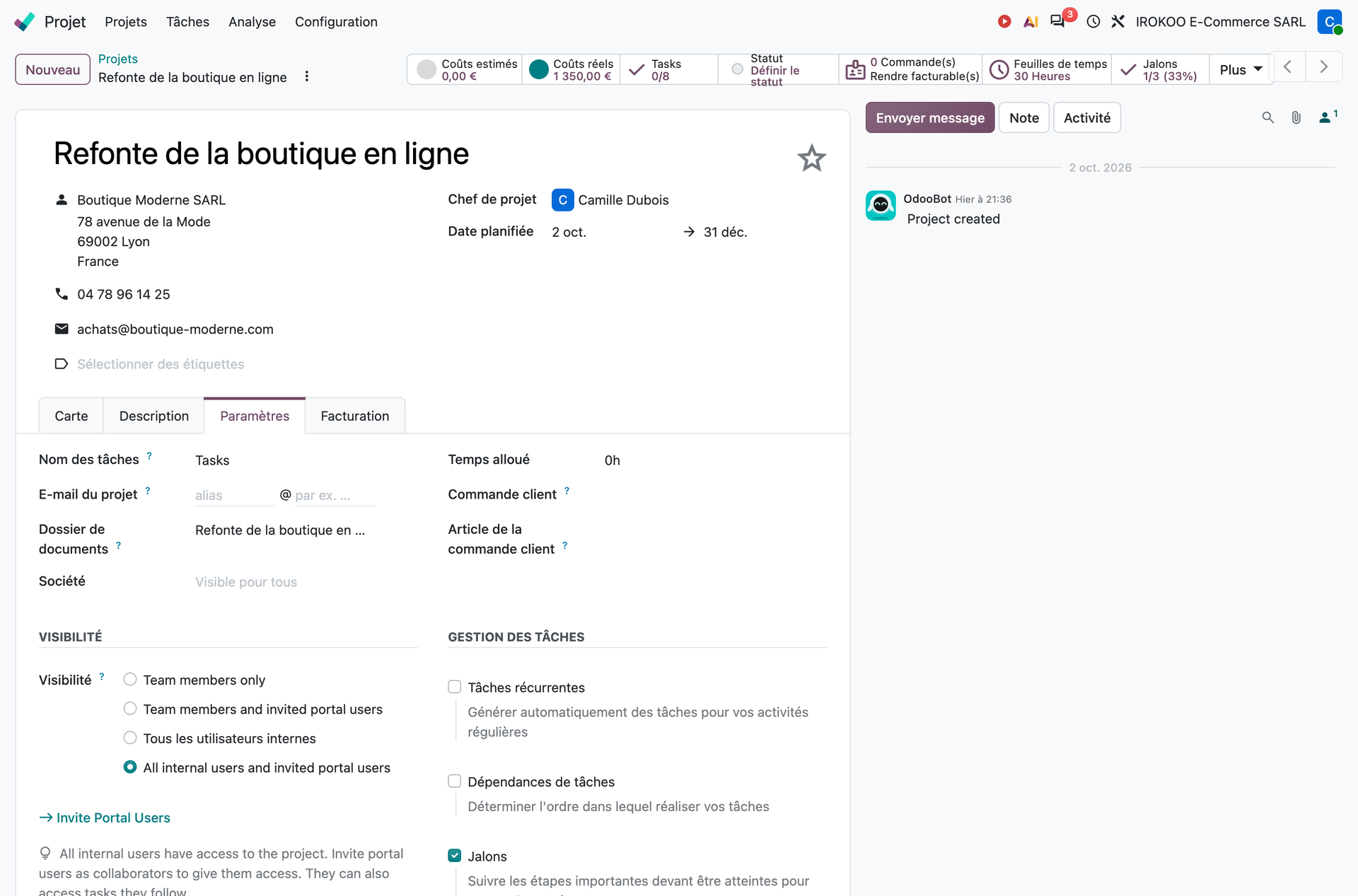 Création d'un projet