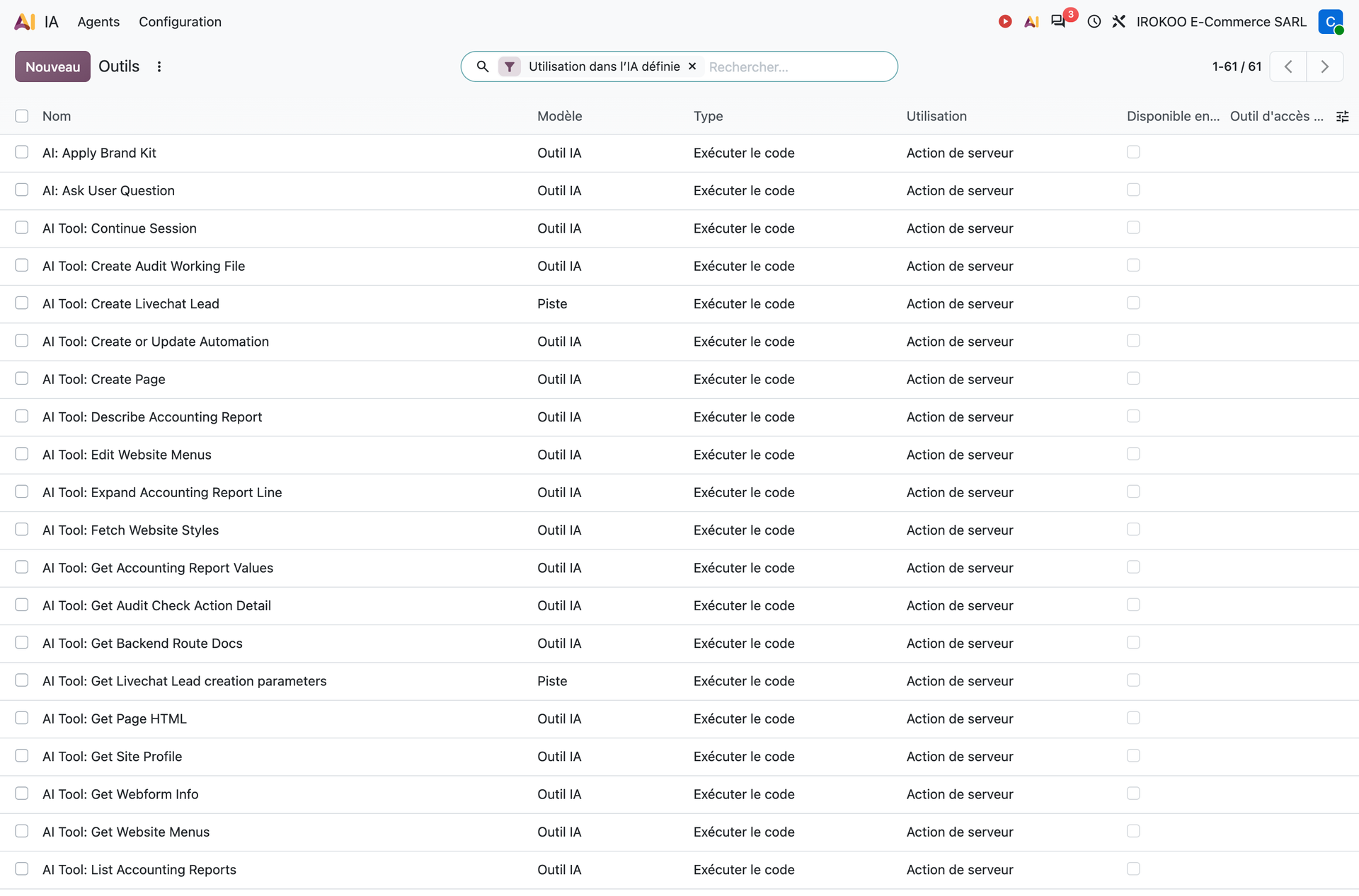 Catalogue des outils