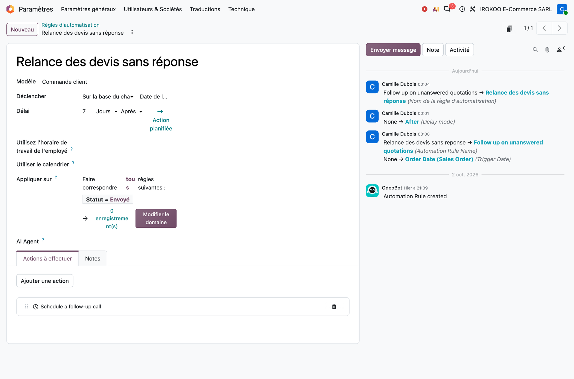 Création d'une règle d'automatisation