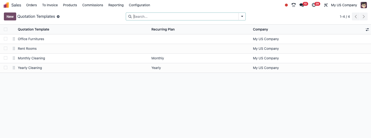Selecting and applying a quotation template