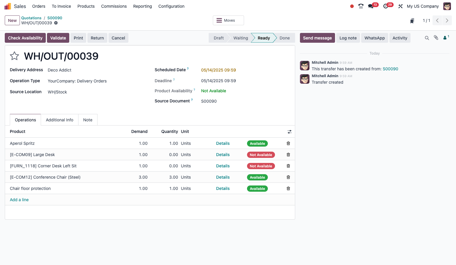 Validating a delivery order