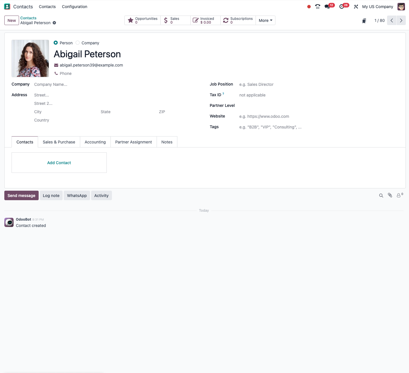 An example of a form view