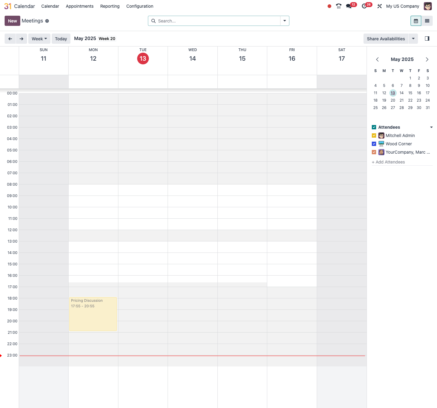 An example of a calendar view
