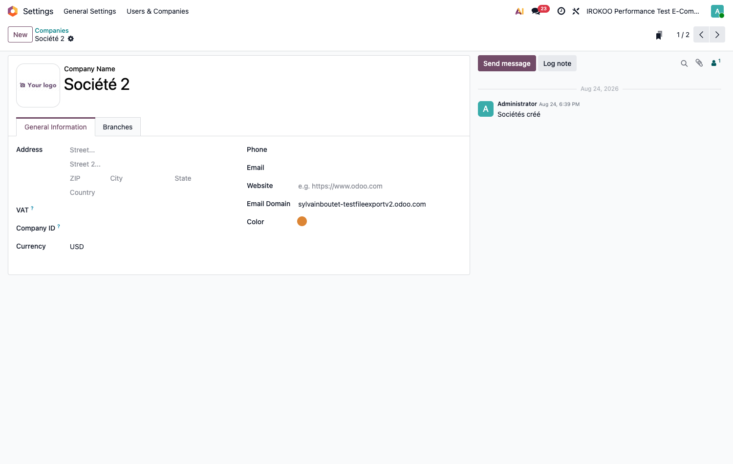 A completed company form