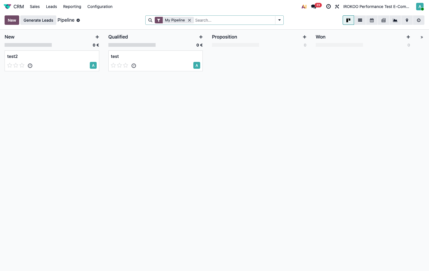 Sales pipeline in kanban view