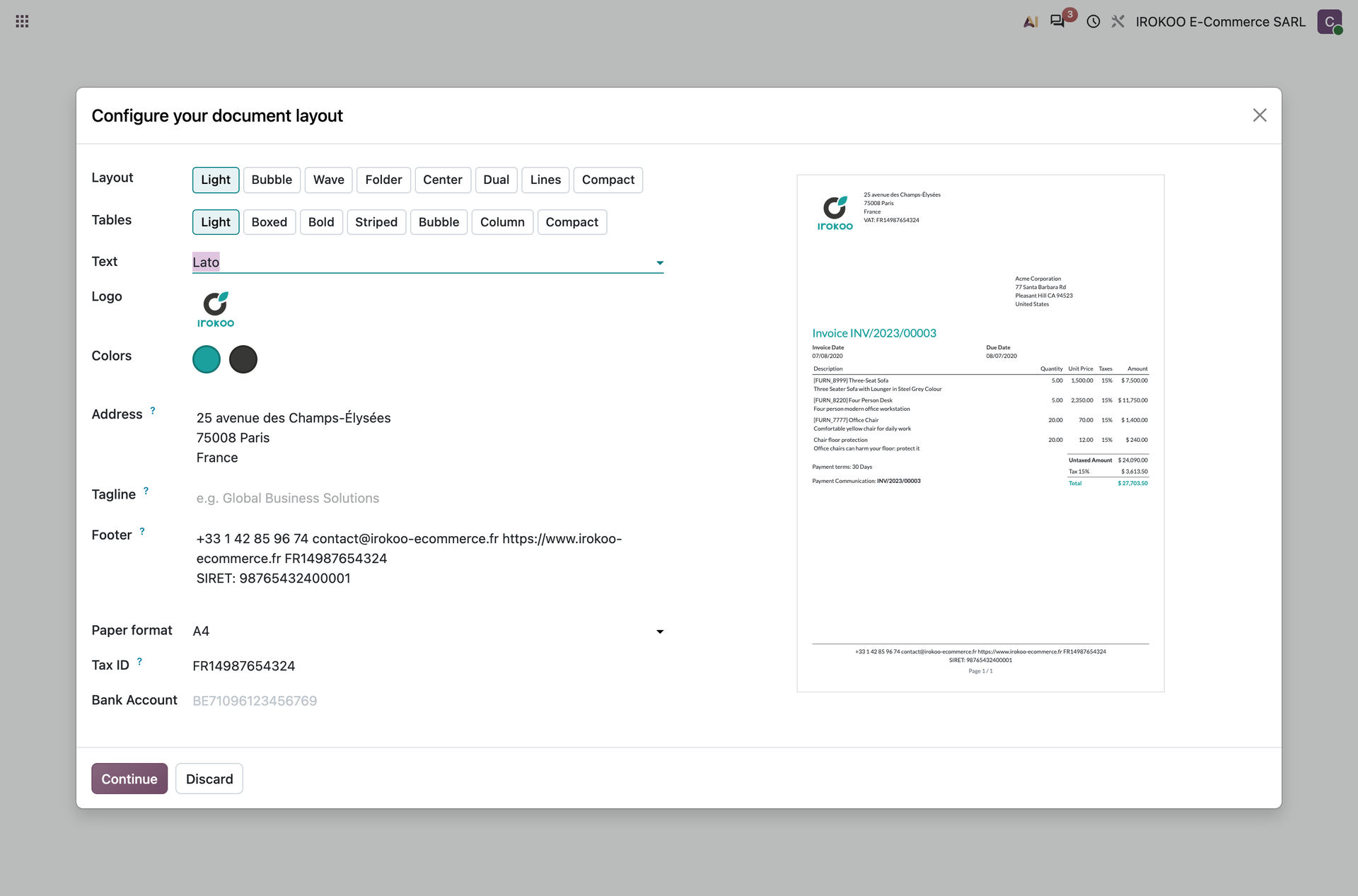 The document layout configurator