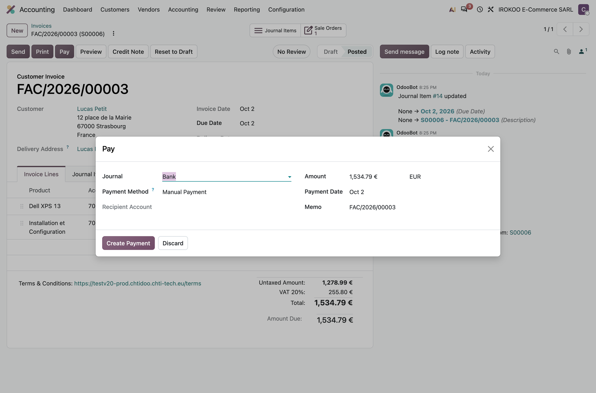 Recording a customer payment