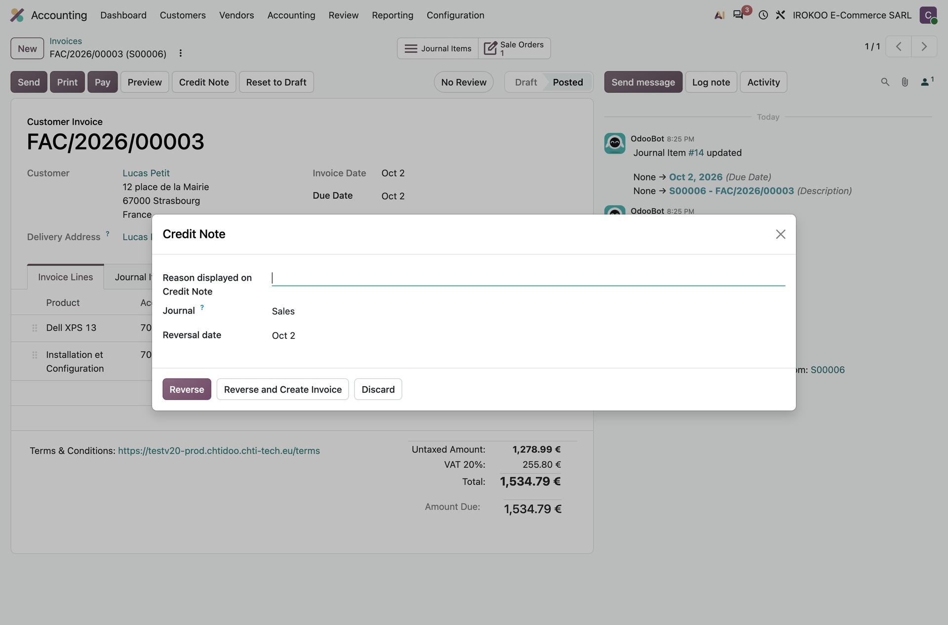 Creating a credit note